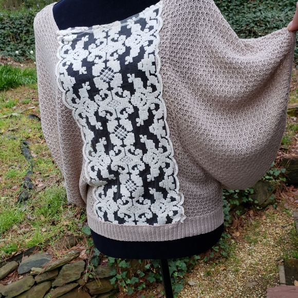 Free People Lurex Swit Lace Front Knit Top - Picture 9 of 14